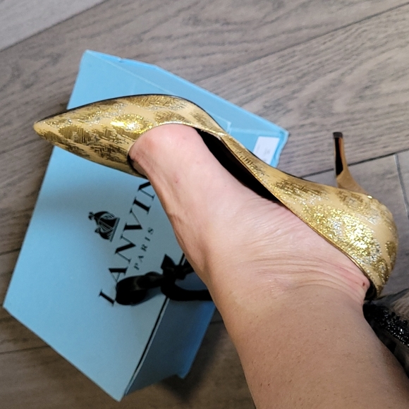 LANVIN Patterned Gold d'orsey Pump heels - Picture 7 of 11